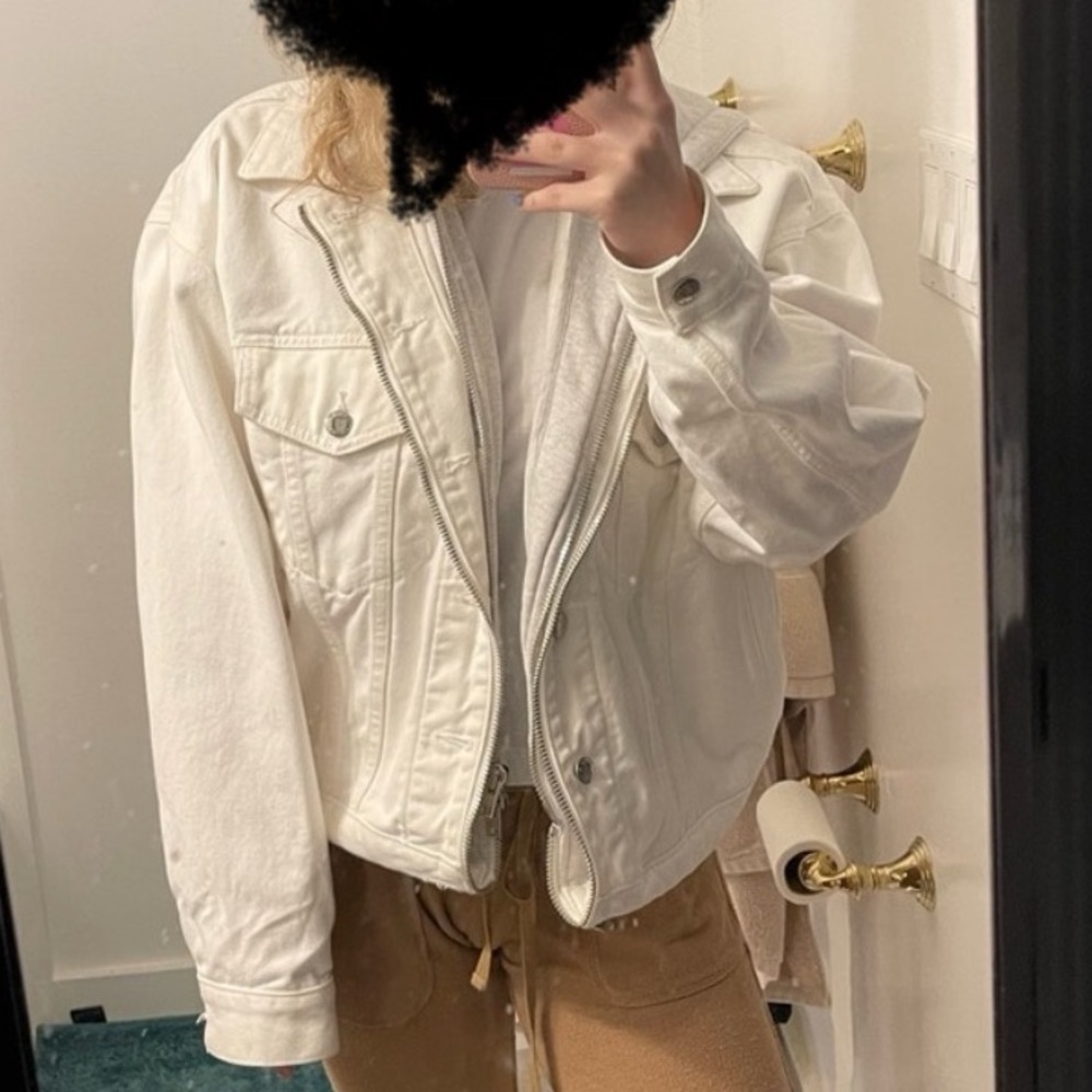 Alexander Wang white denim hoodie jacket